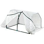 Outsunny Mini Greenhouse Portable Garden Greenhouse Metal Frame Grow House With Pvc Cover, Middle Zip Fastening, 99 X 71 X 60 Cm, White