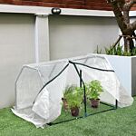 Outsunny Mini Greenhouse Portable Garden Greenhouse Metal Frame Grow House With Pvc Cover, Middle Zip Fastening, 99 X 71 X 60 Cm, White