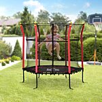 Homcom 5.2ft / 63 Inch Kids Trampoline With Enclosure Net Mini Indoor Outdoor Trampolines For Child Toddler Age 3 - 10 Years Red