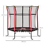 Homcom 5.2ft / 63 Inch Kids Trampoline With Enclosure Net Mini Indoor Outdoor Trampolines For Child Toddler Age 3 - 10 Years Red