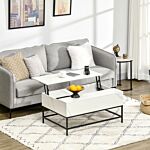 Homcom Modern Lifting Coffee Table With Hidden Compartment, Storage Coffee Table For Living Room, Faux Marble White
