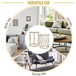 Homcom Round Coffee Tables Set Of 2, Gold Nest Of Tables With Tempered Glass Top, Steel Frame For Living Room, Gold