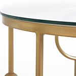 Homcom Round Coffee Tables Set Of 2, Gold Nest Of Tables With Tempered Glass Top, Steel Frame For Living Room, Gold