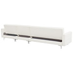 Corner Sofa Bed White Faux Leather Tufted Modern L-shaped Modular 5 Seater With Ottoman Left Hand Chaise Longue Beliani