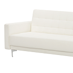 Corner Sofa Bed White Faux Leather Tufted Modern L-shaped Modular 5 Seater With Ottoman Left Hand Chaise Longue Beliani