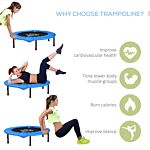 Soozier Φ96cm Foldable Mini Fitness Trampoline Home Gym Yoga Exercise Rebounder Indoor Outdoor Jumper W/ Safety Pad, Blue And Black