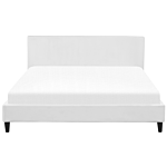 Eu Super King Size Panel Bed 6ft White Velvet Slatted Frame Contemporary Beliani