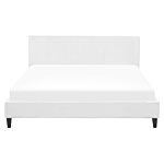 Eu Super King Size Panel Bed 6ft White Velvet Slatted Frame Contemporary Beliani