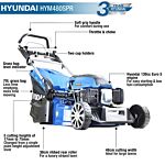 Hyundai 19"/48cm 139cc Self-propelled Petrol Roller Lawnmower | Hym480spr
