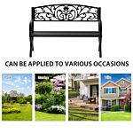 Outsunny 2 Seater Metal Garden Bench Garden Park Porch Chair Outdoor Patio Loveseat Seat Black