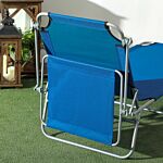 Outsunny Outdoor Foldable Sun Lounger Set Of 2, 4 Level Adjustable Backrest Reclining Sun Lounger Chair With Angle Adjust Sun Shade Awning For Beach, Garden, Patio, Blue