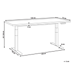 Electrically Adjustable Desk White Tabletop Black Steel Frame 160 X 72 Cm Sit And Stand Square Feet Modern Design Beliani