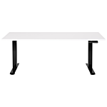 Electrically Adjustable Desk White Tabletop Black Steel Frame 160 X 72 Cm Sit And Stand Square Feet Modern Design Beliani