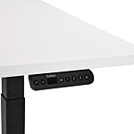 Electrically Adjustable Desk White Tabletop Black Steel Frame 160 X 72 Cm Sit And Stand Square Feet Modern Design Beliani