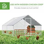 Pawhut Walk-in Chicken Coop Run Cage, Large Galvanized Chicken House, Hen Poultry House Rabbit Hutch Pet Playpen W/ Water-resist Cover, 3 X 4 X 2m