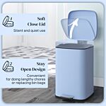 Homcom 20 Litre Pedal Bin, Fingerprint Proof Kitchen Bin With Soft-close Lid, Metal Rubbish Bin With Foot Pedal And Removable Inner Bucket, Light Blue