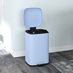 Homcom 20 Litre Pedal Bin, Fingerprint Proof Kitchen Bin With Soft-close Lid, Metal Rubbish Bin With Foot Pedal And Removable Inner Bucket, Light Blue