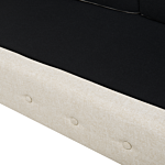 Chesterfield Sofa Beige Fabric Upholstery Dark Wood Legs 3 Seater Nailhead Trim Contemporary Beliani