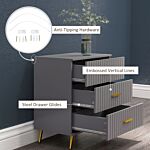 Homcom Bedroom Chest Of Drawers, Modern 3-drawer Dresser, Storage Drawer Unit With Aluminium Legs, Dark Grey