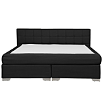 Eu Super King Size Divan Bed Black Fabric Upholstered 6ft Frame With Tufted Headboard And Mattress Beliani