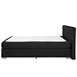 Eu Super King Size Divan Bed Black Fabric Upholstered 6ft Frame With Tufted Headboard And Mattress Beliani