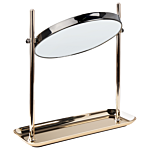 Makeup Mirror Gold Iron Metal Frame Ø 20 Cm With Tray 1x/3x Magnification Double Sided Cosmetic Desktop Beliani