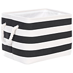 Set Of 3 Storage Baskets Polyester Cotton Black And White Laundry Bins Organization With Handles Traditional Living Room Bedroom Beliani