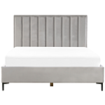Bedroom Set Grey Velvet Eu Super King Size 6ft Bed With Storage 2 Bedside Tables Upholstered Beliani