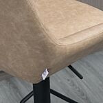 Homcom Retro Bar Stools Set Of 2, Adjustable Kitchen Stool, Upholstered Bar Chairs With Back, Swivel Seat, Light Khaki