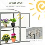 Outsunny Wooden Cold Frame Greenhouse Garden Polycarbonate Grow House W/ Adjustable Shelf, Double Doors, 76 X 47 X 110 Cm, Grey