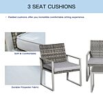 Outsunny 4-seater Rattan Garden Furniture Set 2 Single Sofa Arm Chairs 1 Bench With Cushions & Coffee Table Patio Backyard Wicker Weave