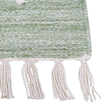 Area Handwoven Rug Light Green Polyester 140 X 200 Cm Rectangle Abstract Pattern With Tassels Rectangular Boho Indoor Outdoor Beliani