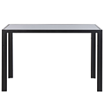 Dining Table Black Tempered Glass Top 120 X 80 Cm Metal Legs Rectangular Modern Beliani