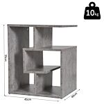Homcom Side Table, 3 Tier End Table With Open Storage Shelves, Living Room Coffee Table Organiser Unit, Cement Colour