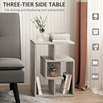 Homcom Side Table, 3 Tier End Table With Open Storage Shelves, Living Room Coffee Table Organiser Unit, Cement Colour