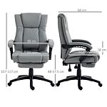 Vinsetto Pu Leather Office Chair, Swivel Computer Chair With Footrest, Wheels, Adjustable Height, Grey