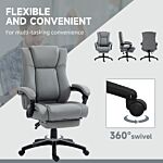 Vinsetto Pu Leather Office Chair, Swivel Computer Chair With Footrest, Wheels, Adjustable Height, Grey