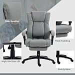 Vinsetto Pu Leather Office Chair, Swivel Computer Chair With Footrest, Wheels, Adjustable Height, Grey