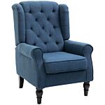 Homcom Wingback Accent Chair, Retro Upholstered Button Tufted Occasional Chair For Living Room And Bedroom, Blue