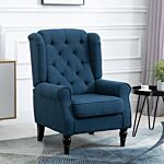 Homcom Wingback Accent Chair, Retro Upholstered Button Tufted Occasional Chair For Living Room And Bedroom, Blue