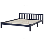 Double Bed Frame Blue Pine Wood 180 X 200 Cm Super King Size Slatted Beliani