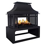 Callow Outdoor Garden Fireplace – Wood Log Burning Fireplace For Outdoor Garden Heating With Tall Chimney - Outdoor Heating