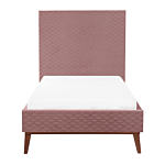 Eu Single Bed Pink Velvet Fabric 3ft Upholstered Frame Headboard Honeycomb Quilted Modern Design Beliani