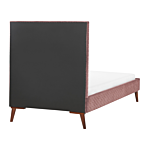 Eu Single Bed Pink Velvet Fabric 3ft Upholstered Frame Headboard Honeycomb Quilted Modern Design Beliani