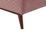 Eu Single Bed Pink Velvet Fabric 3ft Upholstered Frame Headboard Honeycomb Quilted Modern Design Beliani