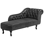 Chaise Lounge Grey Right Hand Faux Suede Buttoned Beliani