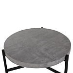Coffee Table Grey Concrete Effect Top Black Metal Legs 75 Cm Round Modern Industrial Living Room Beliani