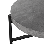 Coffee Table Grey Concrete Effect Top Black Metal Legs 75 Cm Round Modern Industrial Living Room Beliani