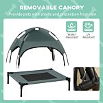 Pawhut Elevated Dog Bed Waterproof Elevated Pet Cot With Breathable Mesh Uv Protection Canopy Grey, For Small Dogs, 61 X 46 X 62cm