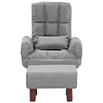 Recliner Chair Grey Fabric 65l X 65w X 92h Cm Ottoman Padded Wooden Legs Beliani